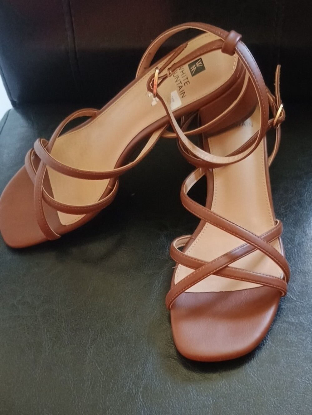 White Mountain Tan Brown Strappy Women's Sandals - Picture 3 of 8